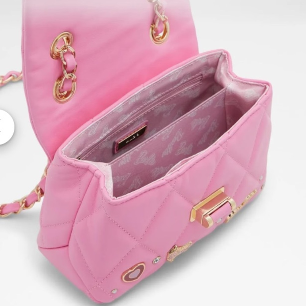 ALDO x Barbie quilted crossbody bag with Barbie charms in hot pink NWT - Picture 4 of 5